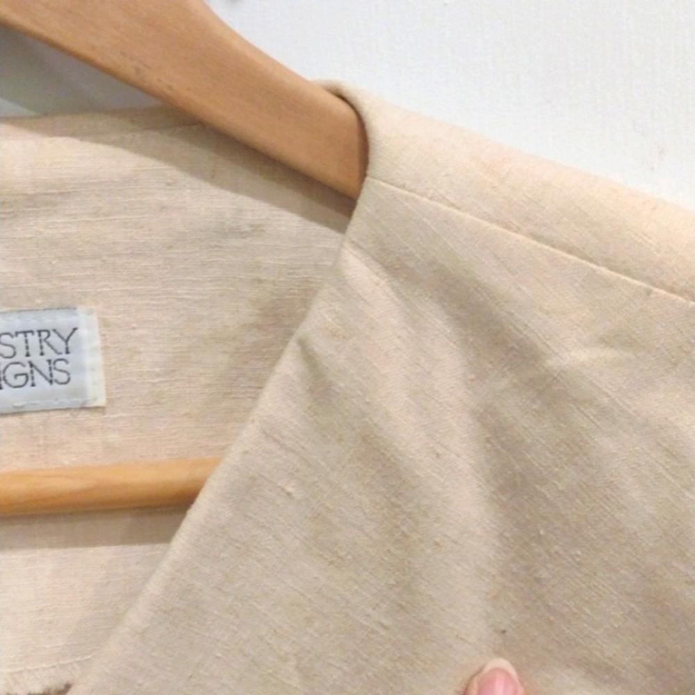 VINTAGE SLEEVELESS DBL BREASTED LINEN TOP (L) - Picture 5 of 11